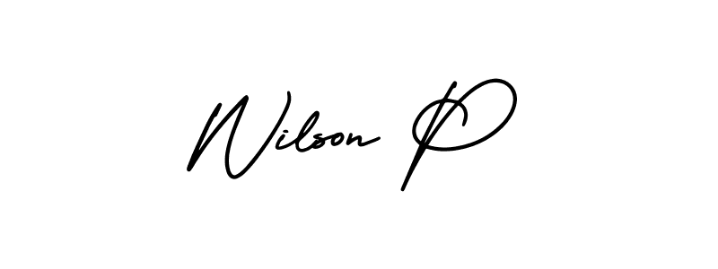 You should practise on your own different ways (AmerikaSignatureDemo-Regular) to write your name (Wilson P) in signature. don't let someone else do it for you. Wilson P signature style 3 images and pictures png