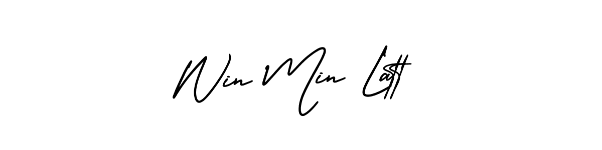 The best way (AmerikaSignatureDemo-Regular) to make a short signature is to pick only two or three words in your name. The name Win Min Latt include a total of six letters. For converting this name. Win Min Latt signature style 3 images and pictures png