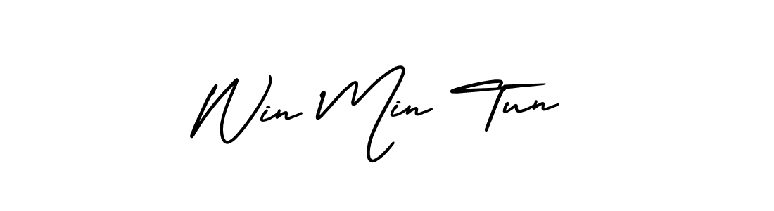 How to make Win Min Tun signature? AmerikaSignatureDemo-Regular is a professional autograph style. Create handwritten signature for Win Min Tun name. Win Min Tun signature style 3 images and pictures png