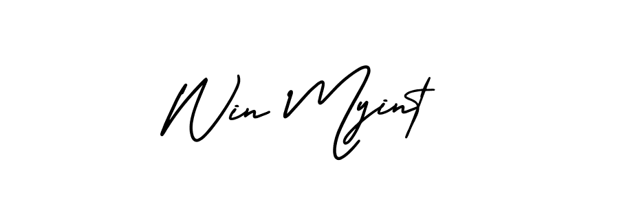 The best way (AmerikaSignatureDemo-Regular) to make a short signature is to pick only two or three words in your name. The name Win Myint include a total of six letters. For converting this name. Win Myint signature style 3 images and pictures png
