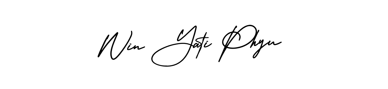 Make a short Win Yati Phyu signature style. Manage your documents anywhere anytime using AmerikaSignatureDemo-Regular. Create and add eSignatures, submit forms, share and send files easily. Win Yati Phyu signature style 3 images and pictures png