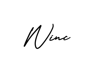 How to make Winc name signature. Use AmerikaSignatureDemo-Regular style for creating short signs online. This is the latest handwritten sign. Winc signature style 3 images and pictures png