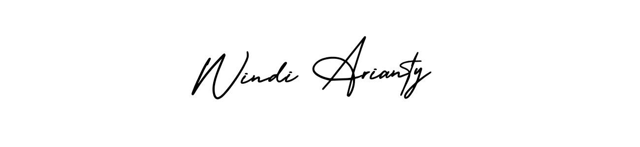 The best way (AmerikaSignatureDemo-Regular) to make a short signature is to pick only two or three words in your name. The name Windi Arianty include a total of six letters. For converting this name. Windi Arianty signature style 3 images and pictures png