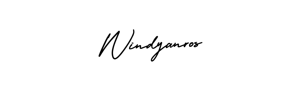 Windyanros stylish signature style. Best Handwritten Sign (AmerikaSignatureDemo-Regular) for my name. Handwritten Signature Collection Ideas for my name Windyanros. Windyanros signature style 3 images and pictures png