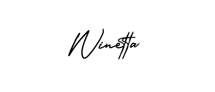 Design your own signature with our free online signature maker. With this signature software, you can create a handwritten (AmerikaSignatureDemo-Regular) signature for name Winetta. Winetta signature style 3 images and pictures png