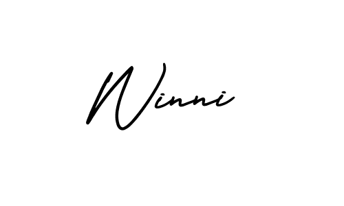 The best way (AmerikaSignatureDemo-Regular) to make a short signature is to pick only two or three words in your name. The name Winni include a total of six letters. For converting this name. Winni signature style 3 images and pictures png