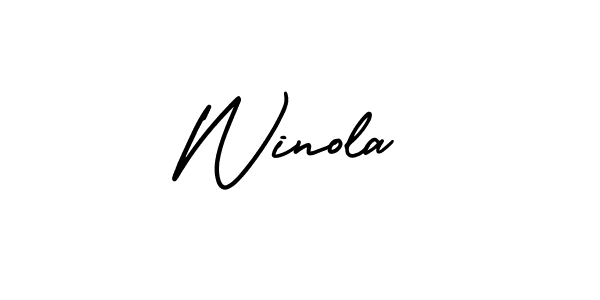 AmerikaSignatureDemo-Regular is a professional signature style that is perfect for those who want to add a touch of class to their signature. It is also a great choice for those who want to make their signature more unique. Get Winola name to fancy signature for free. Winola signature style 3 images and pictures png