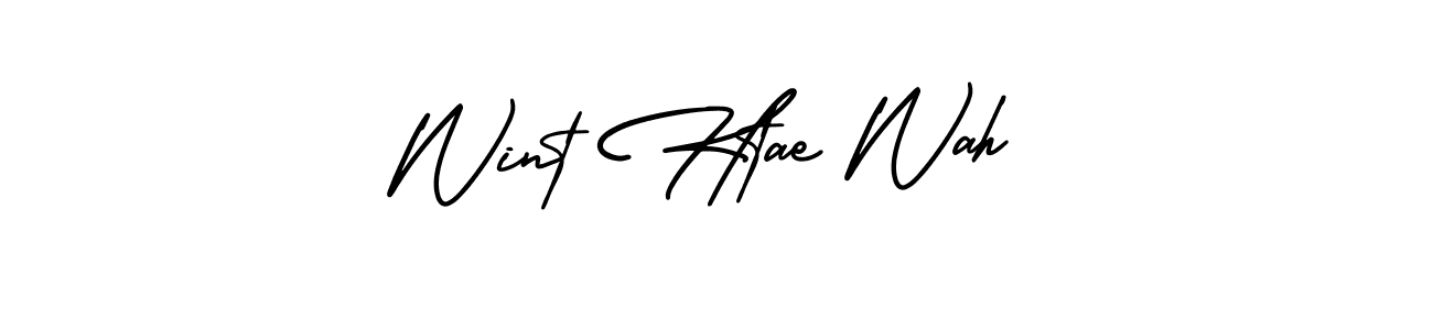 The best way (AmerikaSignatureDemo-Regular) to make a short signature is to pick only two or three words in your name. The name Wint Htae Wah include a total of six letters. For converting this name. Wint Htae Wah signature style 3 images and pictures png