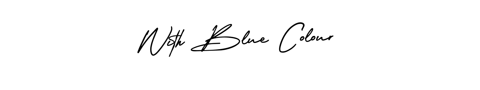 Use a signature maker to create a handwritten signature online. With this signature software, you can design (AmerikaSignatureDemo-Regular) your own signature for name With Blue Colour. With Blue Colour signature style 3 images and pictures png