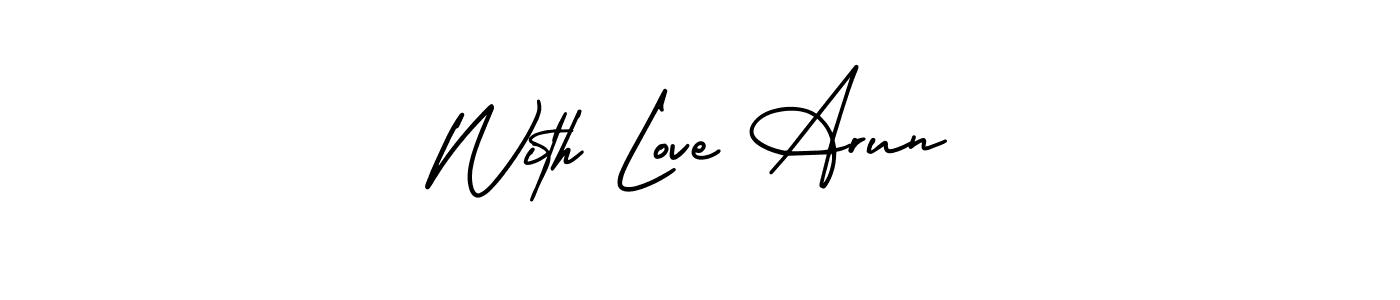 Similarly AmerikaSignatureDemo-Regular is the best handwritten signature design. Signature creator online .You can use it as an online autograph creator for name With Love Arun. With Love Arun signature style 3 images and pictures png
