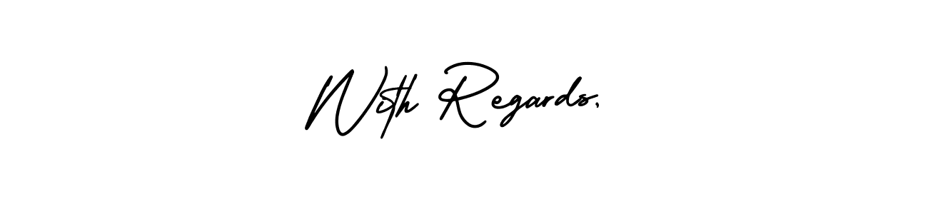 Similarly AmerikaSignatureDemo-Regular is the best handwritten signature design. Signature creator online .You can use it as an online autograph creator for name With Regards,. With Regards, signature style 3 images and pictures png
