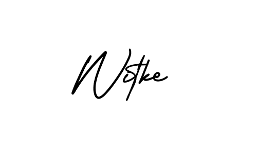 You should practise on your own different ways (AmerikaSignatureDemo-Regular) to write your name (Witke) in signature. don't let someone else do it for you. Witke signature style 3 images and pictures png