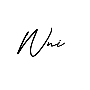 The best way (AmerikaSignatureDemo-Regular) to make a short signature is to pick only two or three words in your name. The name Wni include a total of six letters. For converting this name. Wni signature style 3 images and pictures png