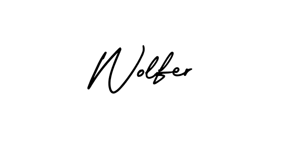 You should practise on your own different ways (AmerikaSignatureDemo-Regular) to write your name (Wolfer) in signature. don't let someone else do it for you. Wolfer signature style 3 images and pictures png