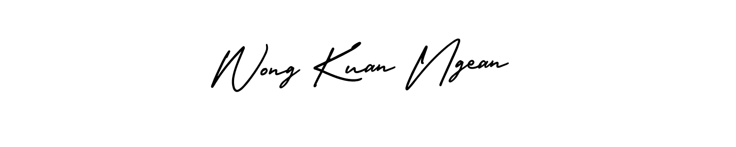 You should practise on your own different ways (AmerikaSignatureDemo-Regular) to write your name (Wong Kuan Ngean) in signature. don't let someone else do it for you. Wong Kuan Ngean signature style 3 images and pictures png