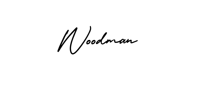 Make a beautiful signature design for name Woodman. With this signature (AmerikaSignatureDemo-Regular) style, you can create a handwritten signature for free. Woodman signature style 3 images and pictures png