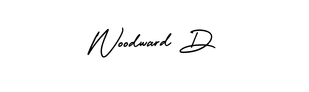 You should practise on your own different ways (AmerikaSignatureDemo-Regular) to write your name (Woodward D) in signature. don't let someone else do it for you. Woodward D signature style 3 images and pictures png