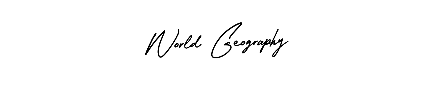 World Geography stylish signature style. Best Handwritten Sign (AmerikaSignatureDemo-Regular) for my name. Handwritten Signature Collection Ideas for my name World Geography. World Geography signature style 3 images and pictures png
