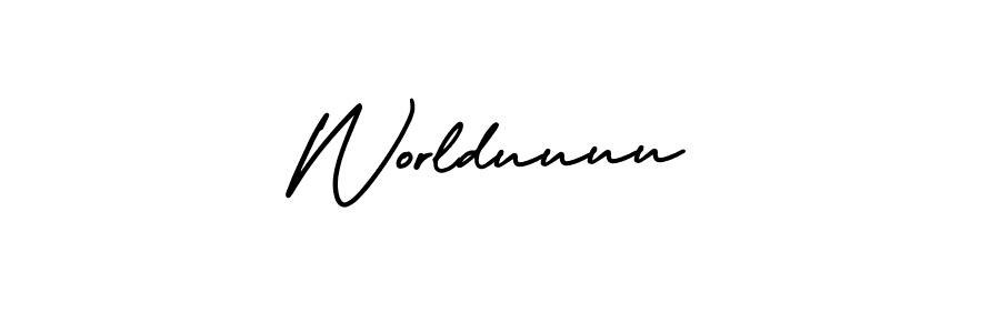 You should practise on your own different ways (AmerikaSignatureDemo-Regular) to write your name (Worlduuuu) in signature. don't let someone else do it for you. Worlduuuu signature style 3 images and pictures png
