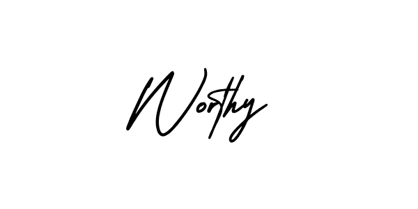 Use a signature maker to create a handwritten signature online. With this signature software, you can design (AmerikaSignatureDemo-Regular) your own signature for name Worthy. Worthy signature style 3 images and pictures png