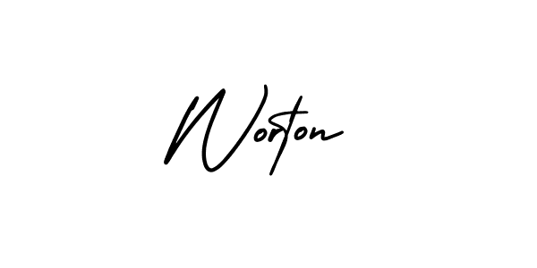 Worton stylish signature style. Best Handwritten Sign (AmerikaSignatureDemo-Regular) for my name. Handwritten Signature Collection Ideas for my name Worton. Worton signature style 3 images and pictures png