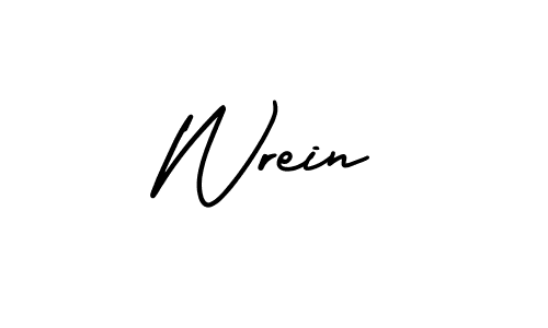 The best way (AmerikaSignatureDemo-Regular) to make a short signature is to pick only two or three words in your name. The name Wrein include a total of six letters. For converting this name. Wrein signature style 3 images and pictures png