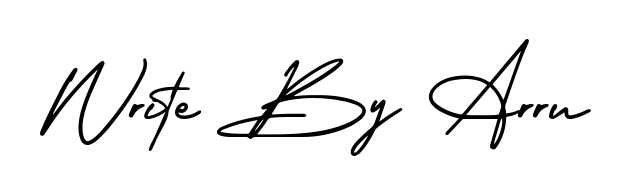 The AmerikaSignatureDemo-Regular typeface gives name Write By Arru a refined look. Suitable for certificates, diplomas, and official verification. Write By Arru signature style 3 images and pictures png