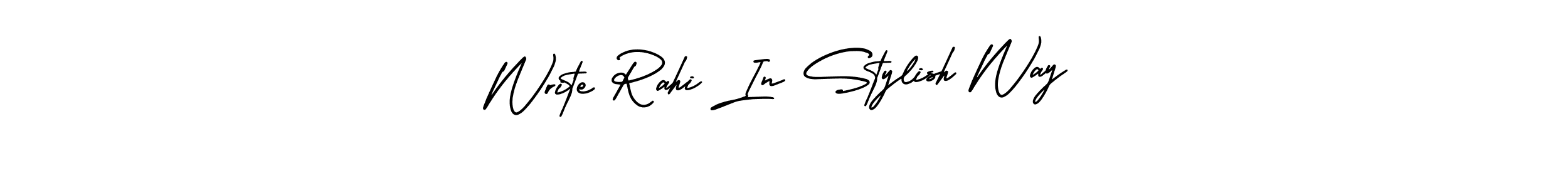 Similarly AmerikaSignatureDemo-Regular is the best handwritten signature design. Signature creator online .You can use it as an online autograph creator for name Write Rahi In Stylish Way. Write Rahi In Stylish Way signature style 3 images and pictures png