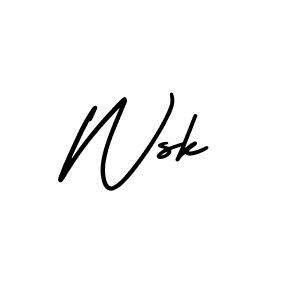 How to make Wsk name signature. Use AmerikaSignatureDemo-Regular style for creating short signs online. This is the latest handwritten sign. Wsk signature style 3 images and pictures png