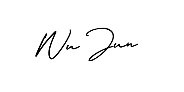 Create a beautiful signature design for name Wu Jun. With this signature (AmerikaSignatureDemo-Regular) fonts, you can make a handwritten signature for free. Wu Jun signature style 3 images and pictures png