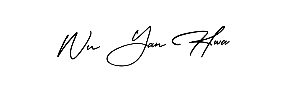Wu Yan Hwa stylish signature style. Best Handwritten Sign (AmerikaSignatureDemo-Regular) for my name. Handwritten Signature Collection Ideas for my name Wu Yan Hwa. Wu Yan Hwa signature style 3 images and pictures png