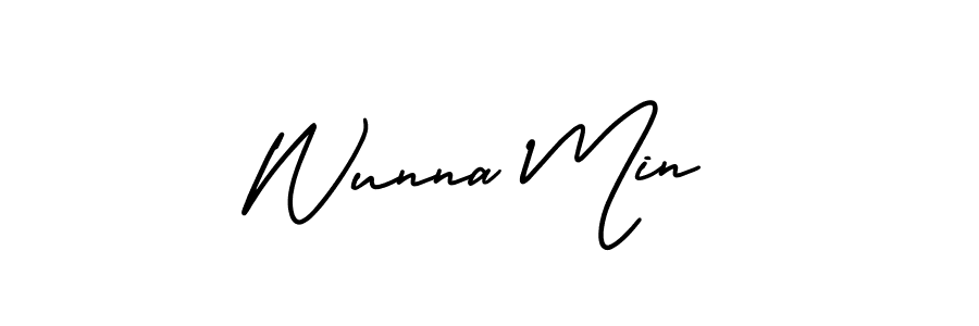 Make a beautiful signature design for name Wunna Min. With this signature (AmerikaSignatureDemo-Regular) style, you can create a handwritten signature for free. Wunna Min signature style 3 images and pictures png