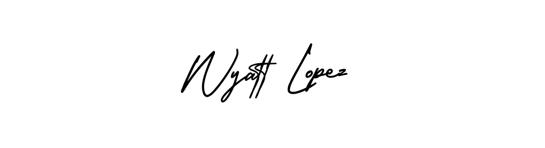 Wyatt Lopez stylish signature style. Best Handwritten Sign (AmerikaSignatureDemo-Regular) for my name. Handwritten Signature Collection Ideas for my name Wyatt Lopez. Wyatt Lopez signature style 3 images and pictures png