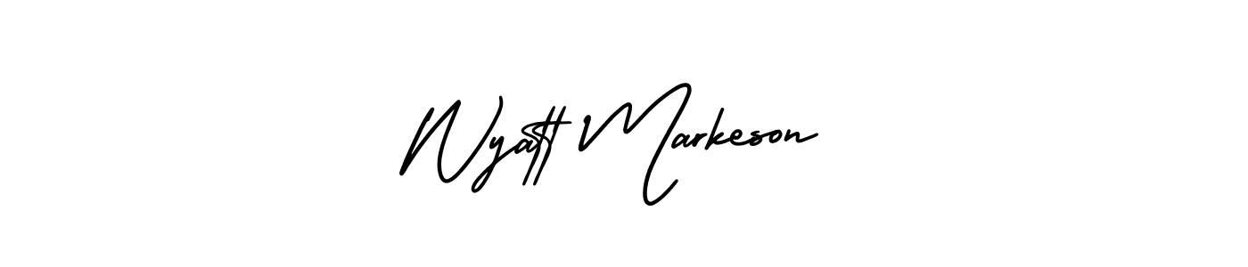 AmerikaSignatureDemo-Regular is a professional signature style that is perfect for those who want to add a touch of class to their signature. It is also a great choice for those who want to make their signature more unique. Get Wyatt Markeson name to fancy signature for free. Wyatt Markeson signature style 3 images and pictures png