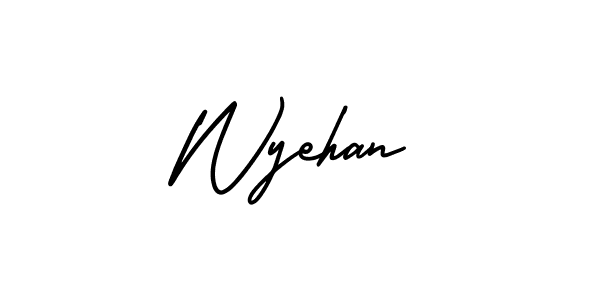 Similarly AmerikaSignatureDemo-Regular is the best handwritten signature design. Signature creator online .You can use it as an online autograph creator for name Wyehan. Wyehan signature style 3 images and pictures png
