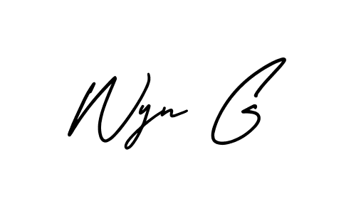 Use a signature maker to create a handwritten signature online. With this signature software, you can design (AmerikaSignatureDemo-Regular) your own signature for name Wyn G. Wyn G signature style 3 images and pictures png