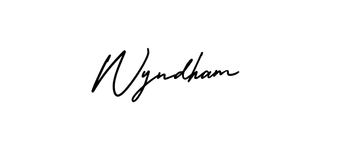 Use a signature maker to create a handwritten signature online. With this signature software, you can design (AmerikaSignatureDemo-Regular) your own signature for name Wyndham. Wyndham signature style 3 images and pictures png