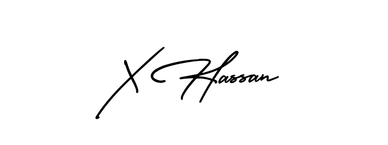 The best way (AmerikaSignatureDemo-Regular) to make a short signature is to pick only two or three words in your name. The name X Hassan include a total of six letters. For converting this name. X Hassan signature style 3 images and pictures png