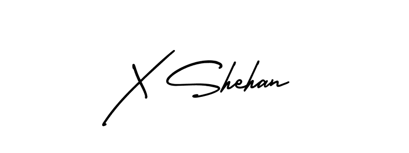 You should practise on your own different ways (AmerikaSignatureDemo-Regular) to write your name (X Shehan) in signature. don't let someone else do it for you. X Shehan signature style 3 images and pictures png