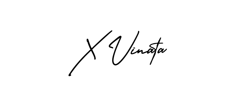 You should practise on your own different ways (AmerikaSignatureDemo-Regular) to write your name (X Vinata) in signature. don't let someone else do it for you. X Vinata signature style 3 images and pictures png