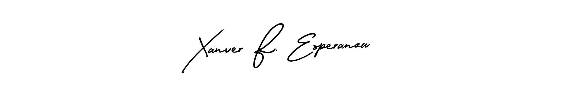 This is the best signature style for the Xanver F. Esperanza name. Also you like these signature font (AmerikaSignatureDemo-Regular). Mix name signature. Xanver F. Esperanza signature style 3 images and pictures png