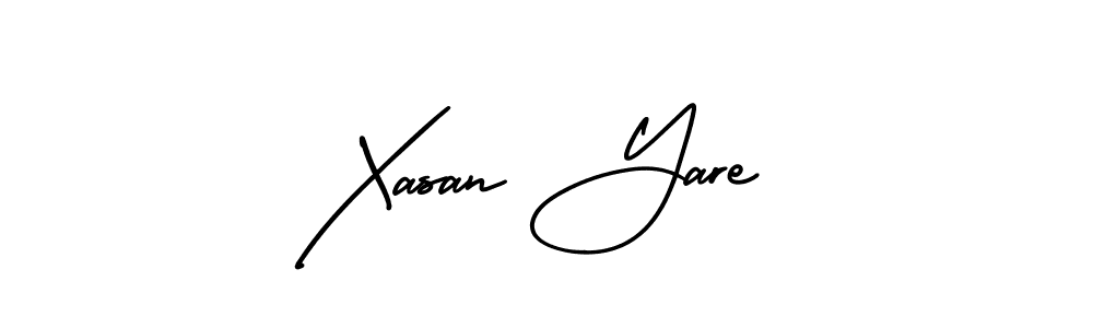 You should practise on your own different ways (AmerikaSignatureDemo-Regular) to write your name (Xasan Yare) in signature. don't let someone else do it for you. Xasan Yare signature style 3 images and pictures png