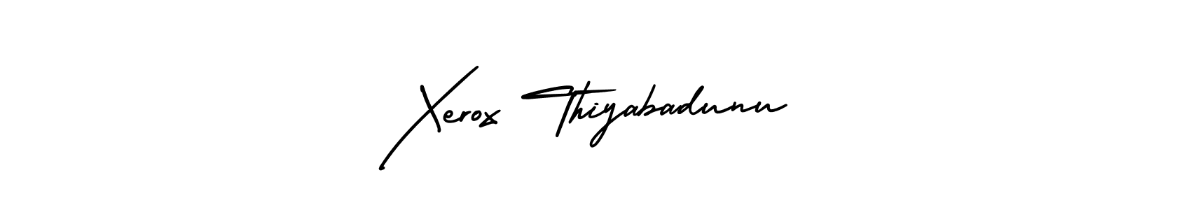 AmerikaSignatureDemo-Regular is a professional signature style that is perfect for those who want to add a touch of class to their signature. It is also a great choice for those who want to make their signature more unique. Get Xerox Thiyabadunu name to fancy signature for free. Xerox Thiyabadunu signature style 3 images and pictures png