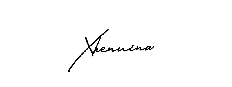 You should practise on your own different ways (AmerikaSignatureDemo-Regular) to write your name (Xhenuina) in signature. don't let someone else do it for you. Xhenuina signature style 3 images and pictures png