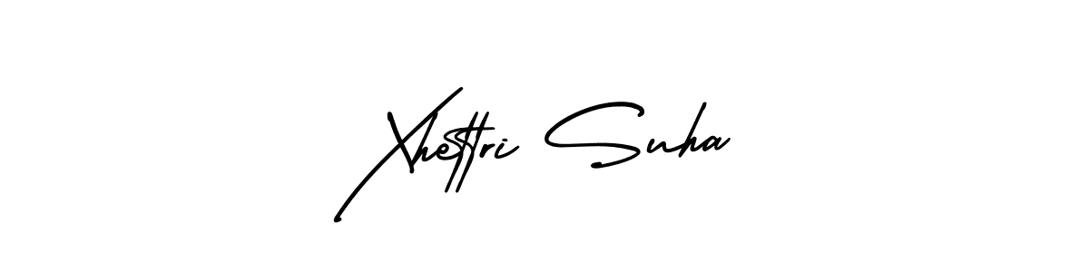 Also You can easily find your signature by using the search form. We will create Xhettri Suha name handwritten signature images for you free of cost using AmerikaSignatureDemo-Regular sign style. Xhettri Suha signature style 3 images and pictures png