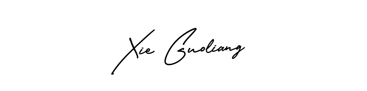 This is the best signature style for the Xie Guoliang name. Also you like these signature font (AmerikaSignatureDemo-Regular). Mix name signature. Xie Guoliang signature style 3 images and pictures png