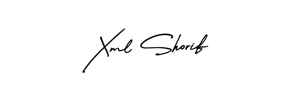 The best way (AmerikaSignatureDemo-Regular) to make a short signature is to pick only two or three words in your name. The name Xml Shorif include a total of six letters. For converting this name. Xml Shorif signature style 3 images and pictures png