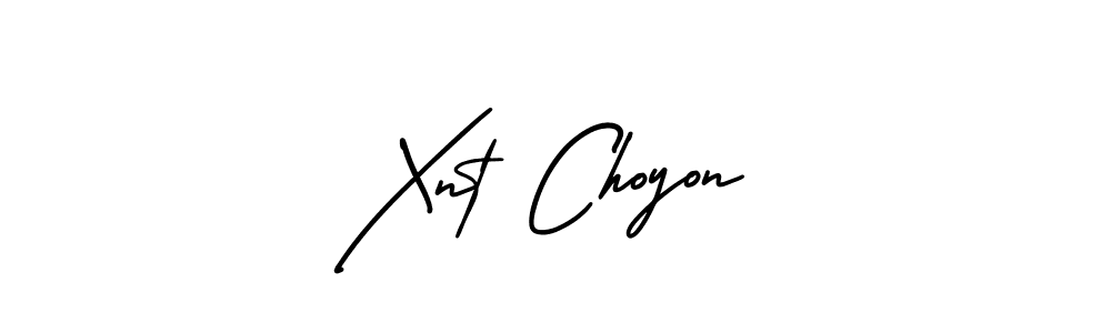The best way (AmerikaSignatureDemo-Regular) to make a short signature is to pick only two or three words in your name. The name Xnt Choyon include a total of six letters. For converting this name. Xnt Choyon signature style 3 images and pictures png