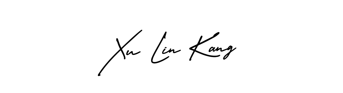 You should practise on your own different ways (AmerikaSignatureDemo-Regular) to write your name (Xu Lin Kang) in signature. don't let someone else do it for you. Xu Lin Kang signature style 3 images and pictures png