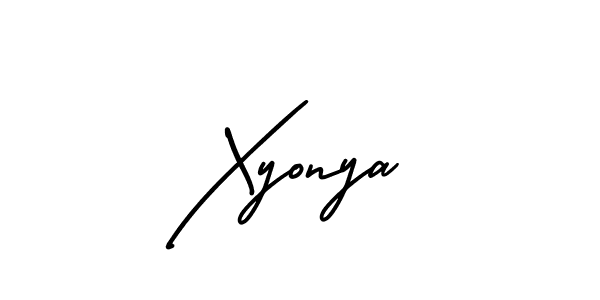 You should practise on your own different ways (AmerikaSignatureDemo-Regular) to write your name (Xyonya) in signature. don't let someone else do it for you. Xyonya signature style 3 images and pictures png